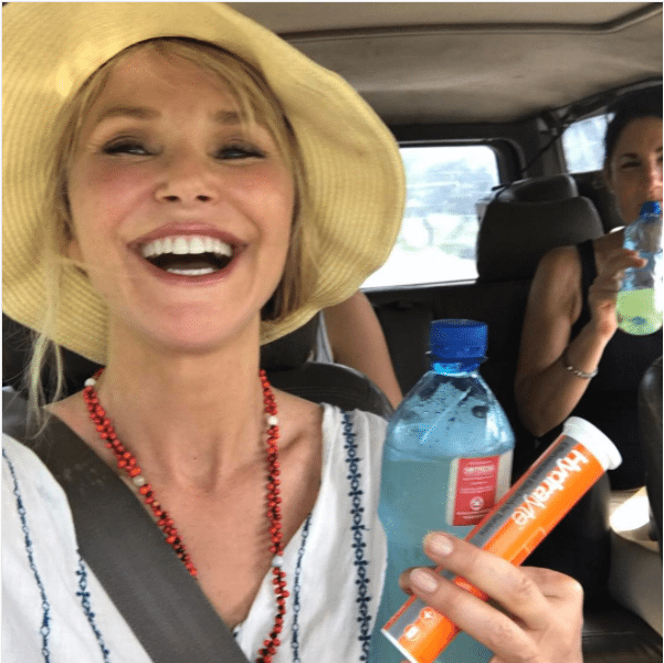 Christie Brinkley Staying Hydrated in Haiti with Hydralyte